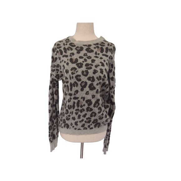 Gerard Darel Sweaters - Gerard Darel Womens Sweater 2 Baby Alpaca Wool Grey Leopard Animal Pullover